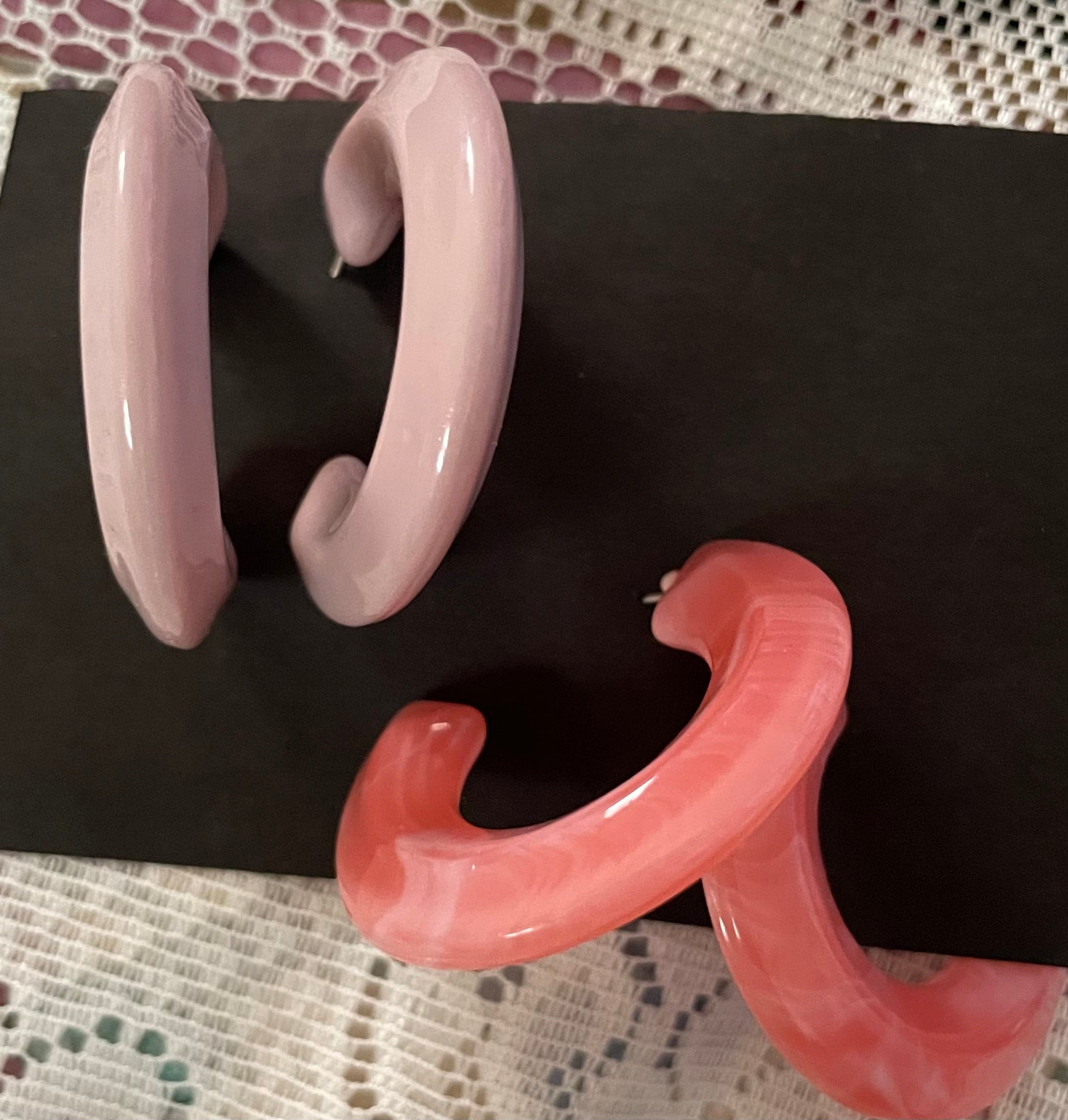 Purple and Pink Pierced earings