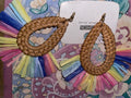 Dangle fan type material pierce earrings