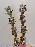 Dangling diamond color gem stone pierced earrings